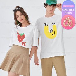Womens TShirt Summer Couples Love U Printed Lovers Casual Cotton Tops Tshirt Women Men Graphic T Shirt Valentine Look Outfit Clothing 230404