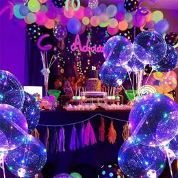 20 inch Luminous Led Bobo Balloon Transparent Ballons Sticks Wedding Christmas Birthday Party Decorations For Kid Gift
