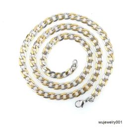 18K Gold Plated Two Tone Diamond Cut Design Cuban Chain Stainless Steel Jewellery Necklace For Men