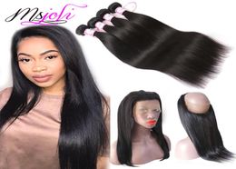 9A Peruvian virgin human hair straight 360 lace frontal with 3 bundles natural Colour beauty unprocessed hair by msjoli1441417