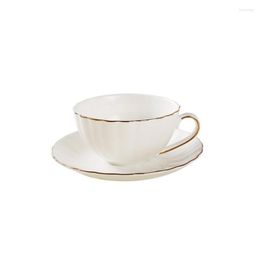 Cups Saucers 210ML Porcelain Tea Cup With Gold Trim Cappuccino Coffee White Set British