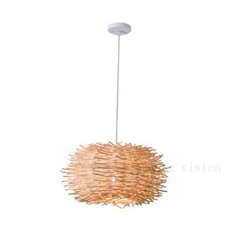 Pendant Lamps Bird Nest Lamp Light Nordic Rattan Wicker Wood Handmade El Restaurant Cafe Living Dinning Room Suspension LightingPendant