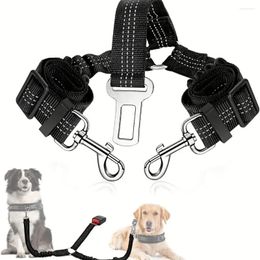 Dog Collars Double Safety Seat Belt Adjustable Elastic Car Harness With Reflective Restraint For Pet