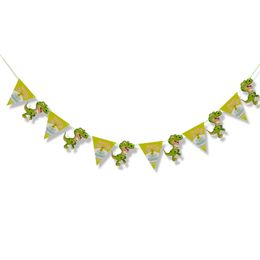 Dinosaur Banner Happy Birthday Flags Theme Party Pull Flag Birthday Letter Dinosaur Bunting Decoration 122394