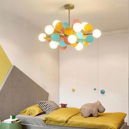 Pendant Lamps Modern Nordic Chandelier Lighting Led Lamp For Living Room Foyer Bedroom Creative Girl Decorate Colour Light