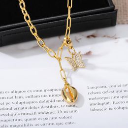 Pendant Necklaces Butterfly And Shell For Women Stainless Steel Baroque Adjustable Charm Delicate Choker Glamour Wedding Jewellery GiftPendant