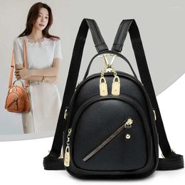 School Bags 2023 Trend Travel Knapsack Korean Simple Luxury Fashion Soft PU Small Backpack Casual Shoulder Bag College Student Schoolbag