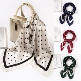 Scarves Women Elegant Scarf Fashion Polka Dot Print Silk Satin Square Small Handkerchief Hair Wrap Bag Scarfs 70x70cm