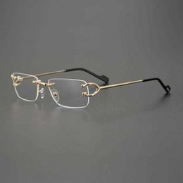 80% OFF Fashion men's outdoor sunglasses Fashion Frameless Simple Pure Titanium Business Myopia Lens Frame