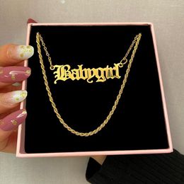 Chains JUST FEEL Fashion Multi-layer Rope Chain Necklace For Women Vintage Gold Colour Babygirl Alphabet Pendant Necklaces Party Jewellery