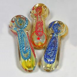 Latest Colorful Heady Smoking Glass Pipes Art Inside Out Portable Dry Herb Tobacco Filter Spoon Bowl Innovative Handpipes Cigarette Holder