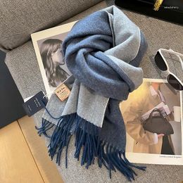 Scarves Double Side Winter Women Wool Scarf Luxury Candy Color Lady Shawls And Wraps Keep Warm Pashmina Neckerchief Tassel