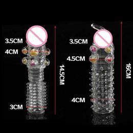 Sex toy massager Men Reusable Penis Extender Sleeve Dildo Enhancer Delay Ejaculation Crystal Toys For Products