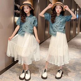 Clothing Sets 2023 Summer Princess Dress Set Girls' Children's Skirt Fashionable Two Piece Boutique Kids