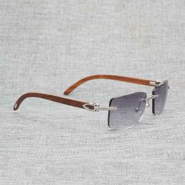 2023 Designer Glasses New Natural Black White Buffalo Horn Sunglasses Men Rimless Square Wooden Clear Glasses Frame Vintage For Club Outdoor Shades