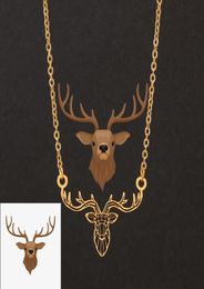 Stainless Steel Reindeer Necklace Deer Antlers Pendant Animal Chains Hollow Straight Fold Necklaces Fashion 2021 Jewelry5565300