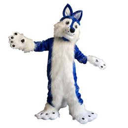 Super Cute blue husky Mascot Costumes Halloween Cartoon Character Outfit Suit Xmas Outdoor Party Outfit Unisex Promotional Advertising Clothings