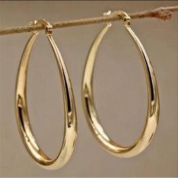 Stud Earrings Gold Color Smooth Big Women Jewelry Minimalist Exaggerated Circle Round Huggie Earring