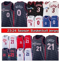 Philadelphias 76er Sixer Jersey de basquete Joel 21 Embiid Tyrese 0 Maxey Retro Allen 3 Iverson Men 2023-24 City Kids / Youth Jerseys Stitched Edition Shirt Colete