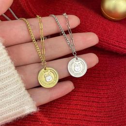 Chains Trendy Fashion Gold Silver Color Round Disk Animal Pendant Necklace For Women Girl Jewelry Dropship