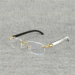 2023 Fashion Designer New Sunglasses Natural Wood Square Clear Frame Men Buffalo Horn Oversize Rimless Optical Eyewear for Women Reading Eyeglasses Oculos