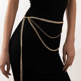 Belts Vintage Multi-storey Chain Belts for Women Waistbands Metal Aluminium Ladies Desinger (with Dress) 2023 Y2k Lady Body Chain 024 Z0404