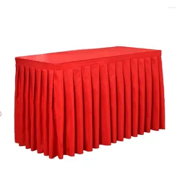 Table Skirt Customised Conference Rectangular Polyester Tablecloth Red Cover For Office And Sign-in Activity