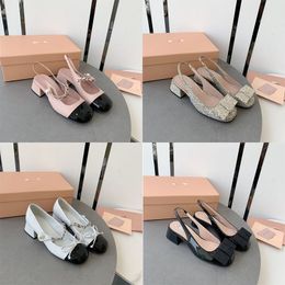 Ladies thick heel leather ballet shoes Miu Mary Jane shoes female pearl chain female retro wild Colour black and white female leisure vacation.