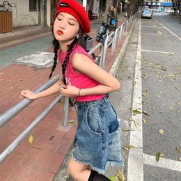 Women's Tanks Y2K Street Style Figure Graphic Crop Top Women Summer Clothes Korean Fashion Sleeveless Tank Tee Shirt Streetwear 2023