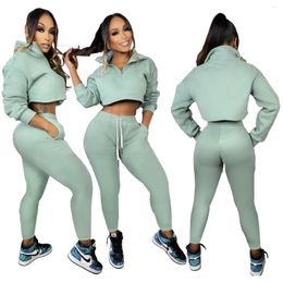 Women's Two Piece Pants Fall Winter Clothes Long Sleeve Tops Casual Sports Suits Sweatsuit Sets Leisure Customized Women