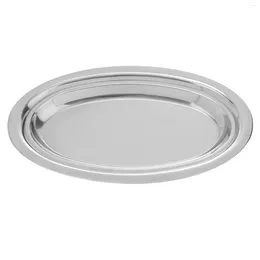 Plates Plate Grill Pan Practical Pastry Oval Snack Salad Simple Tray Stainless Steel Fries Dessert Storage Child Restaurant