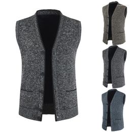 Men's Vests 2023 Winter Men's Knitted Sweater Vest Clothing Korean Fashion Street Retro Cardigan Christmas