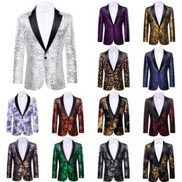 Men's Suits Luxury Silk Blazers For Men Silver Gold Red Blue Purple Black Coat Male Suit Jacket Slim Fit Wedding Dress Barry.Wang