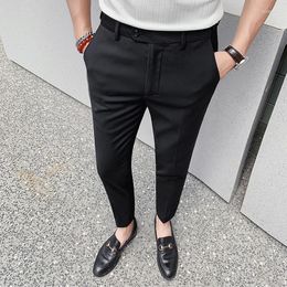 Men's Suits Summer Thin Solid Colour Formal Suit Pants Men Korean Style Fashion Loose Casual Men's Social Dress G158