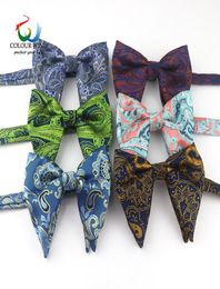 Polyester Big Bowties Groom Men039s Paisley Soft Cravat 1211CM Double Layers Butterfly Gravata Male Wedding Party Women Bow Ti7333436