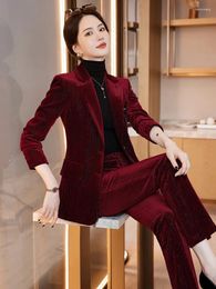 Women's Two Piece Pants High Quality Fabric Women Business Suits With And Jackets Coat Ladies Formal Autumn Winter Professional Pantsuits