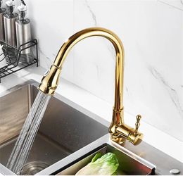 Kitchen Faucets 360 Degree Rotation Pull Out Gold Faucet Black Sink Mixer Tap Torneira Cozinha Taps