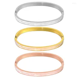 Bangle Double Shell Customized Costume Luxury Stainless Steel Bracelets Yellow Bangles Wide Jewelry For Women