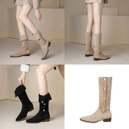 quality Boots Stacked Niche Small Stature Long French Women's Autumn Brown Western Cowboy Knight