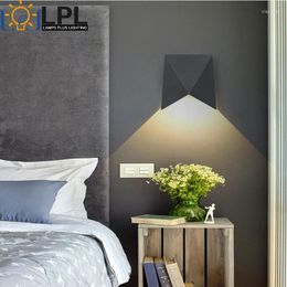 Wall Lamp LED Aluminum AC86-265 Outdoor Waterproof Garden Lighting Indoor Bedside Room Bedroom Stairs Light White Black