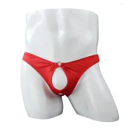 Underpants Open Front Hole Briefs Men Exposed Cock Underwear Low Rise G-String Thong Porn Gay Erotic Lingerie