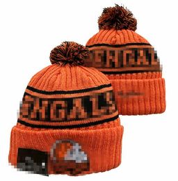 Men Knitted Cuffed Pom Cincinnati Beanies CHI Bobble Hats Sport Knit Hat Striped Sideline Wool Warm BasEball Beanies Cap For Women A6