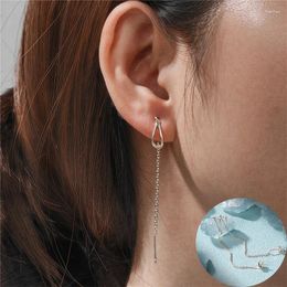 Dangle Earrings 925 Sterling Silver Geometric Earring For Women Girl Simple Fashion Chain Tassel Design Jewellery Party Gift Drop