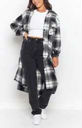 Women's Blouses Women's Button Up Long Plaid Flannel Shirt Cardigan Sleeve Pocket Jacket Boyfriend Tendy Spring Fal Clothing