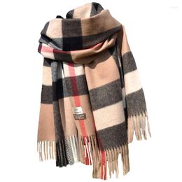 Scarves 190 70cm Luxury Scarf Autumn Winter Warm Shawl Women Clothing Fashion Classic Plaid Soft Cashmere Lady Turba