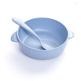 Dinnerware Sets 1pc Candy Colours Tableware Set Bowl Creative Wheat Straw Plastic With Spoon Accessories