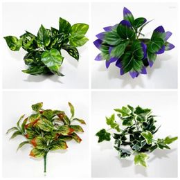 Decorative Flowers 1PCS 14 Kinds Of Style Green Imitation Fern Plastic Artificial Grass Leaves Simulation Plant For Home Garden Wedding