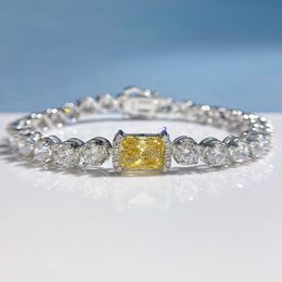 Trendy Topaz Diamond Bangle Bracelet 100% Real 925 Sterling silver Wedding Bracelets For Women Bridal Engagement Jewellery Gift