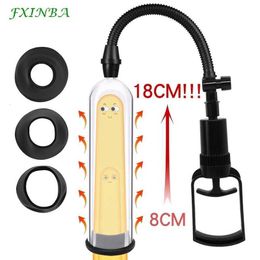 Sex toy massager FXINBA 18.5cm Male Vacuum Penis Pump Manual Extender Enhancer Penile Toys for Men Masturbator Erection