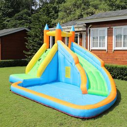 Indoor Water Park New York Backyard WaterSlide Inflatable Playhouse for Kids Backyard Outdoor Play Fun with Climbing Wall Splash Pool Blower and Ball Pit Party Gifts